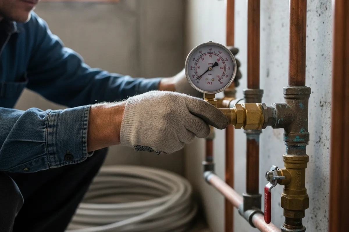 Pressure testing a repaired line during Water Line Repair in Princeton